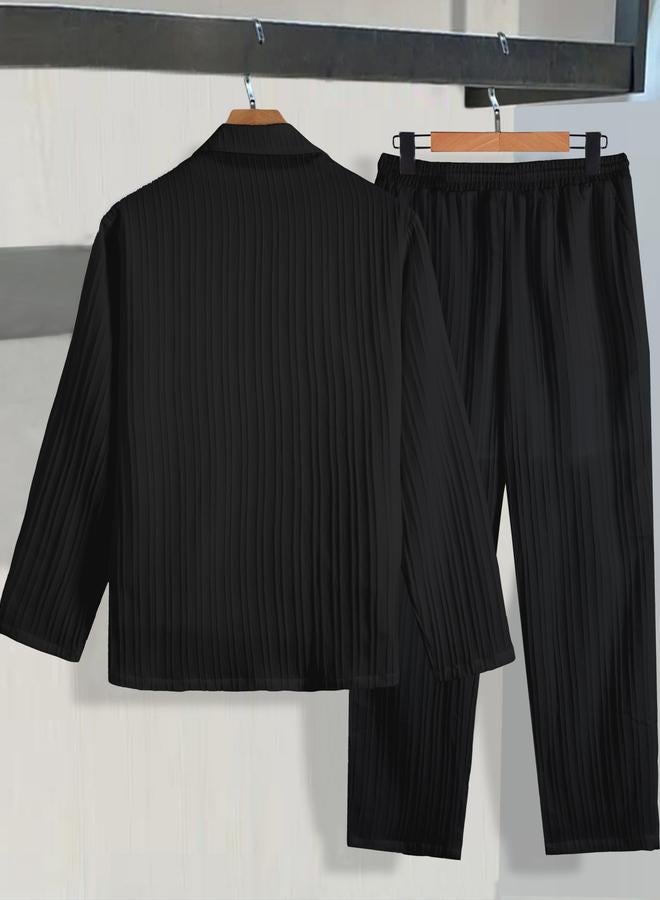 تايك تو طقم بليزر وبنطلون بقماش بارز - Image 2